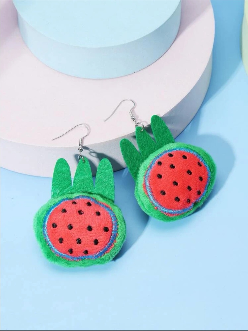 🌟 Pitaya (red dragon fruit) Plushy Earrings or Broaches ✨